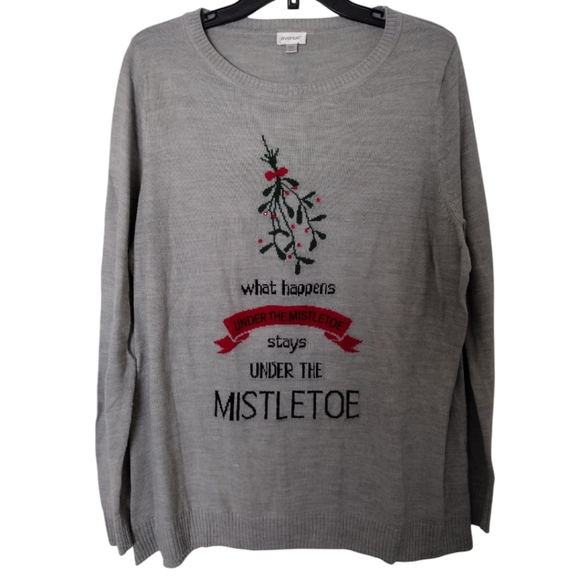 Avenue light grey Christmas Mistletoe Sweater size 14/16 - Picture 1 of 9